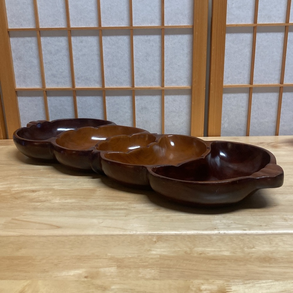 Wooden Monkey Pod Nut Snack Candy Dish Centerpiece Serving Dish